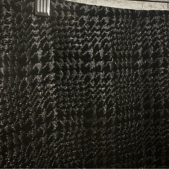 LIZ CLAIBORNE black gray metallic houndstooth festive holiday new years skirt - Picture 6 of 6